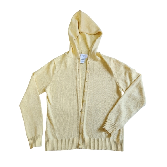 REAL COMFORT by CHADWICKS EUC LG yellow button-up cardigan with hood - Picture 2 of 4